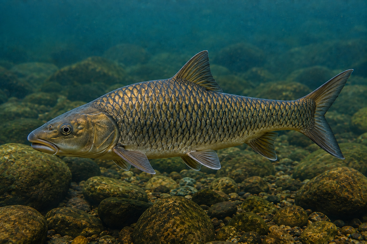 AI-generated reconstruction of Hump-backed Mahseer, Tor remadevii